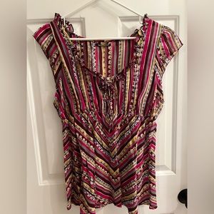 Lucky Brand cap sleeve flowy blouse.